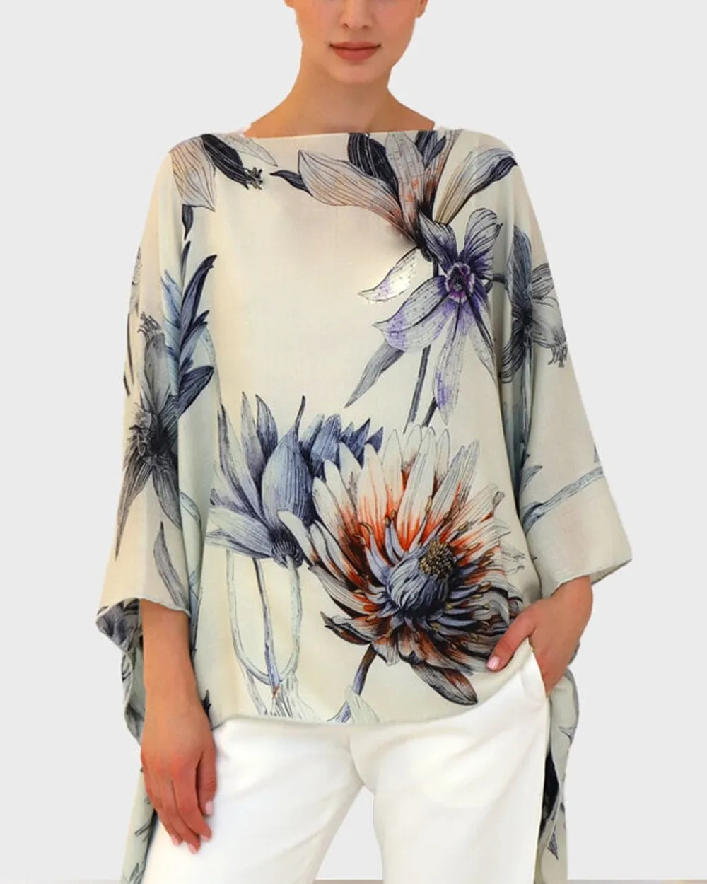 Ivory Dahlia Poncho