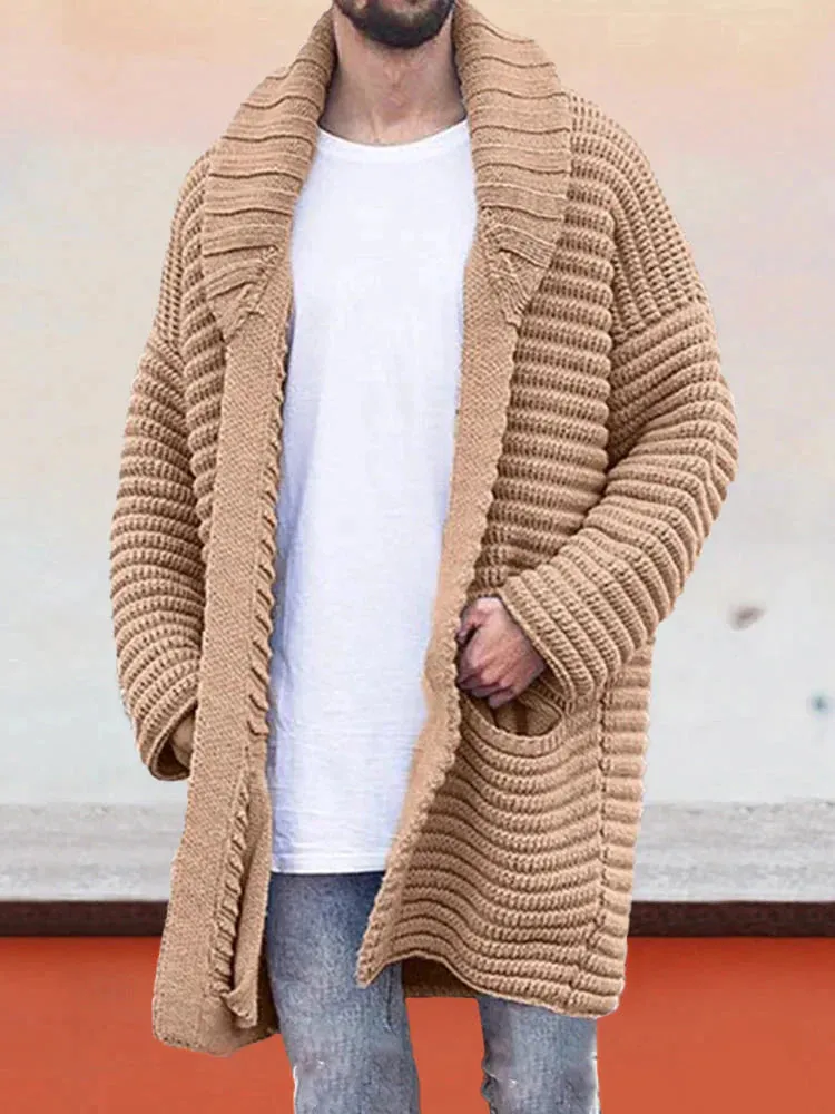 Lapel Neck Sweater Coat