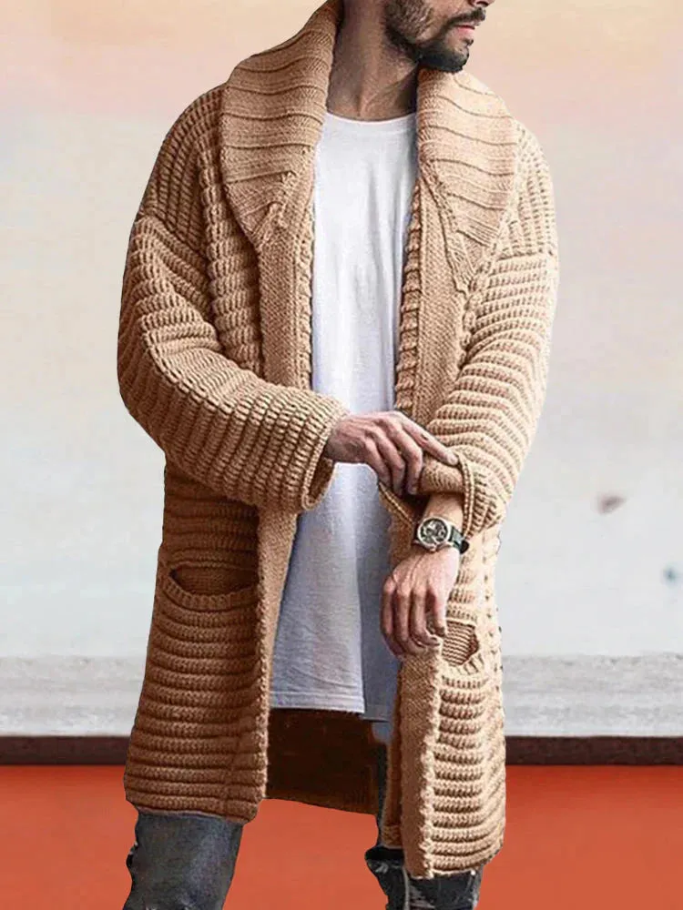 Lapel Neck Sweater Coat