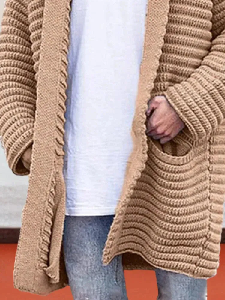 Lapel Neck Sweater Coat