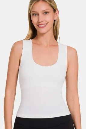 Liv White Cropped Padded Seamless Tank