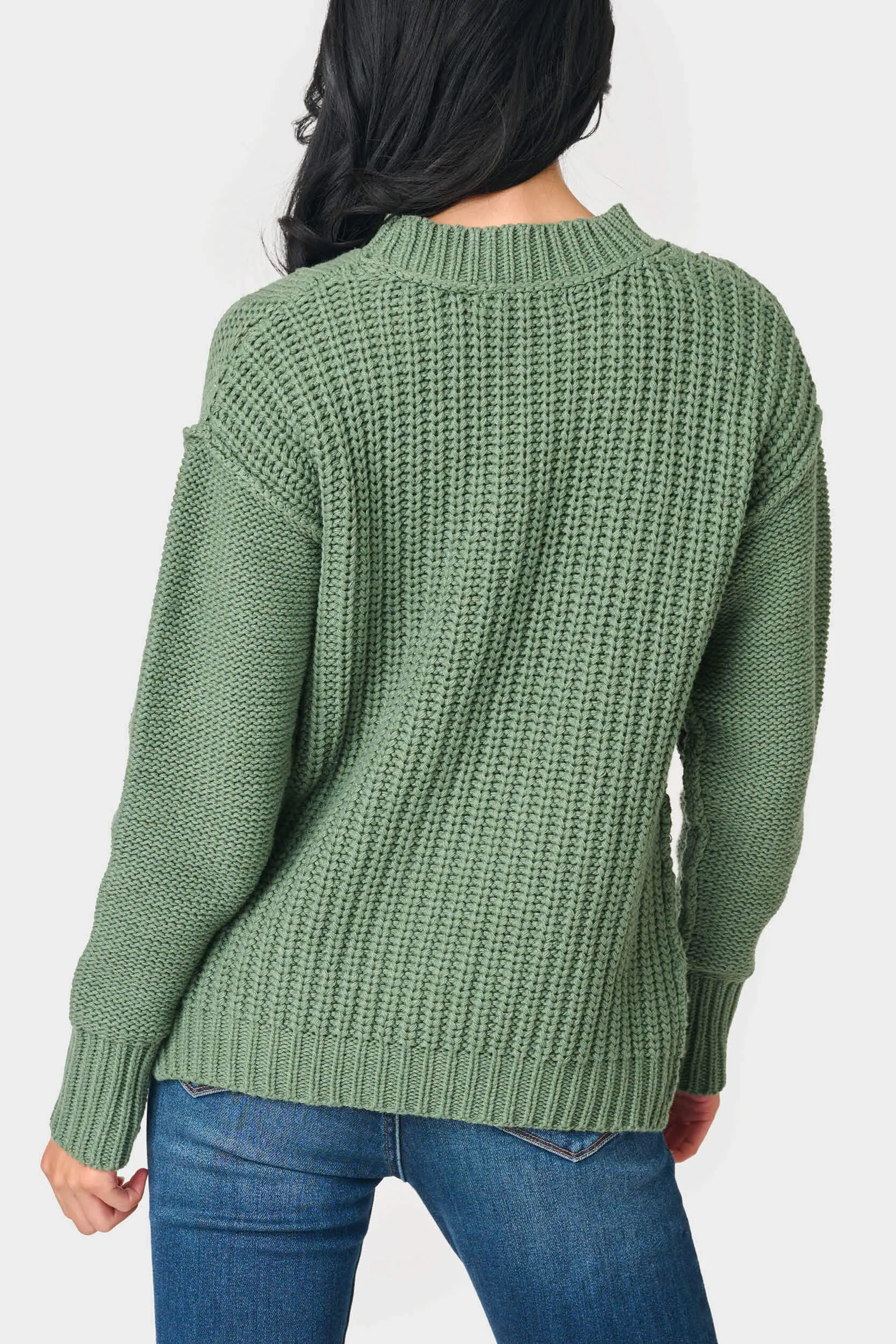 Long Sleeve Pullover Scallop Stitch Sweater