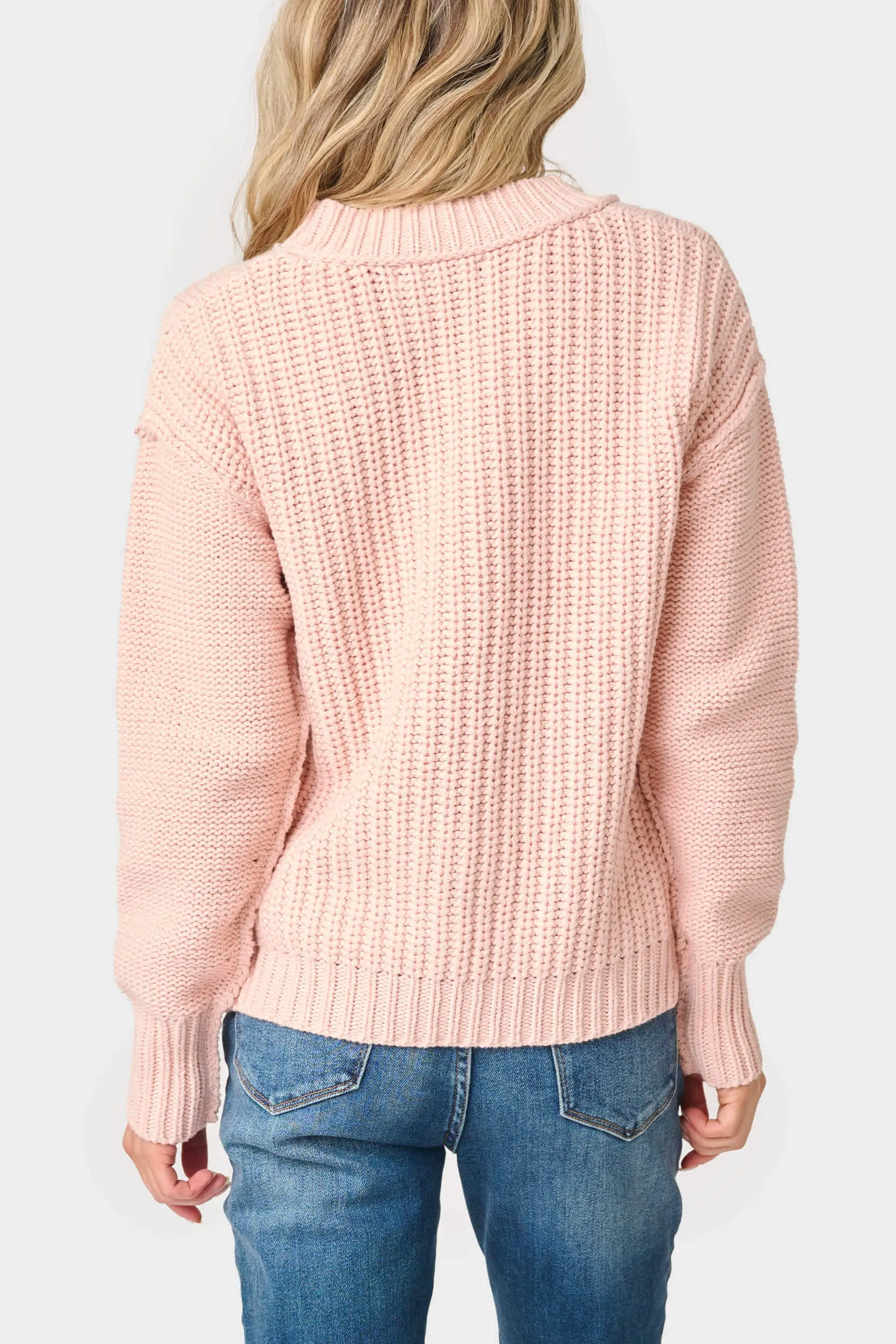 Long Sleeve Pullover Scallop Stitch Sweater