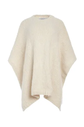 Lyla Knit Poncho in Ivory Welfat Cashmere