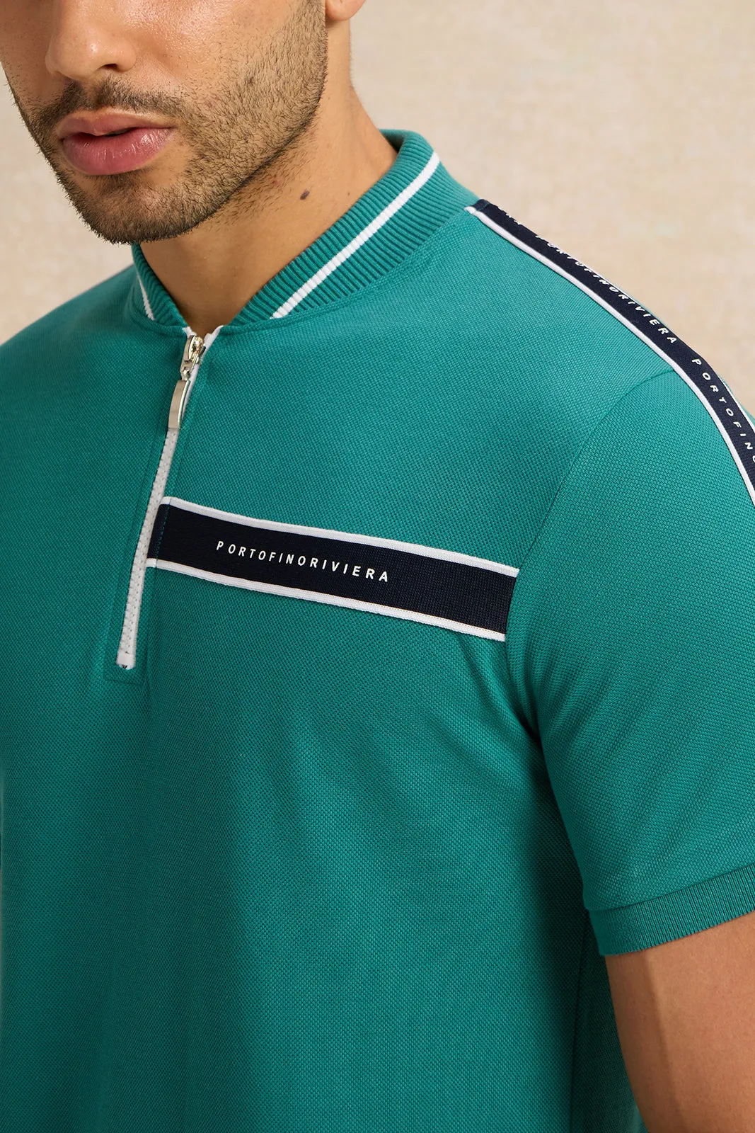 Men Green Solid Polo Shirt