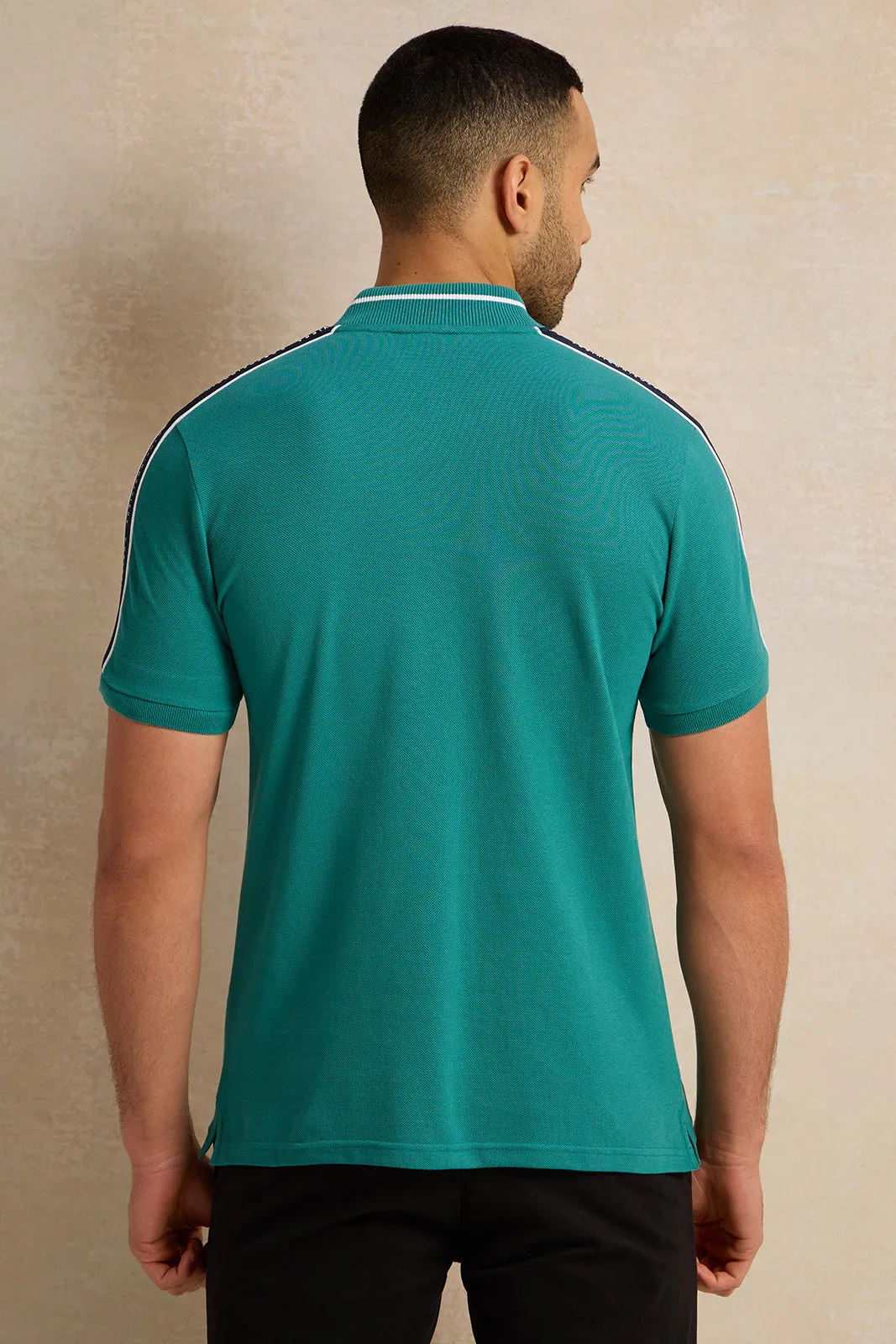 Men Green Solid Polo Shirt