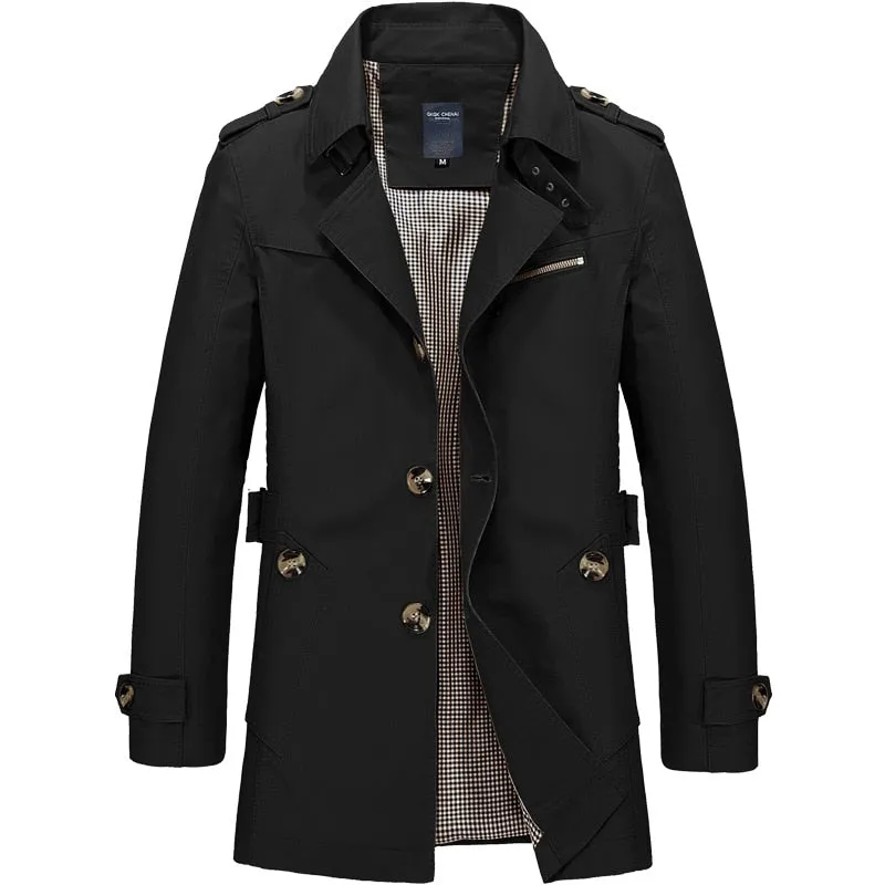 Men Trench Coat Jackets Casual Outwear Windbreaker Jacket Slim Lapel Long Coats