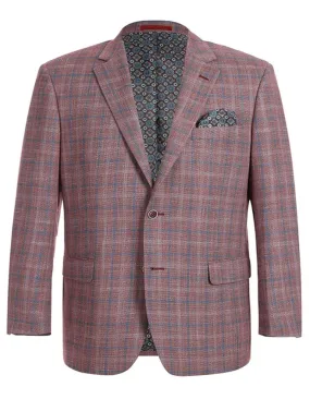 Mens Blazer - Cheap Priced Mens Sport Coat - Mens Two Button Classic Fit Sport Coat Blazer In Burgundy Red Windowpane Plaid