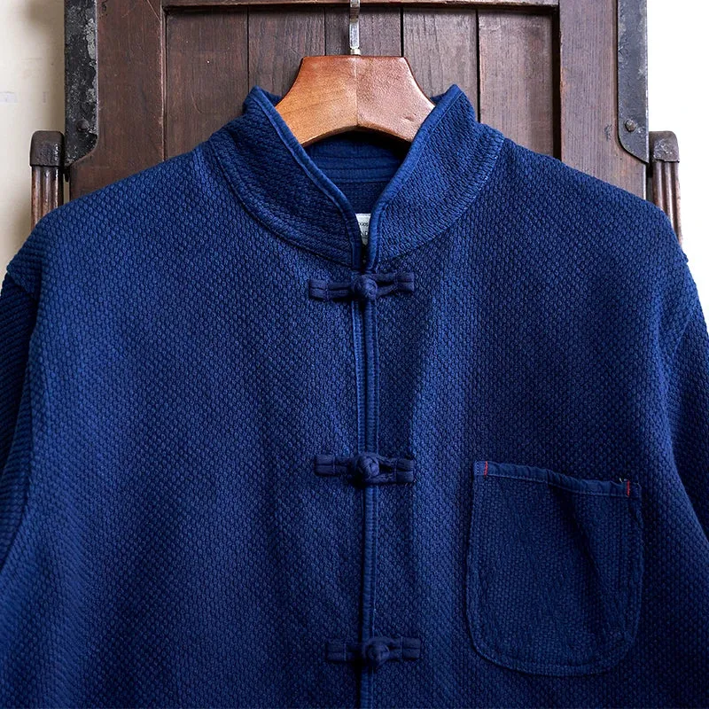 Men's Indigo Sashiko Jacket - Chinese Traditional Style Tang Suit