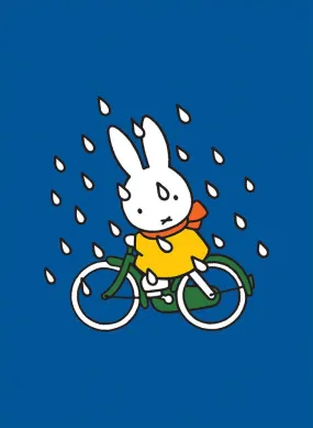 Miffy on Her Bike in the Rain Mini Poster