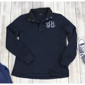 Monogrammed Quilted Snap Pullover