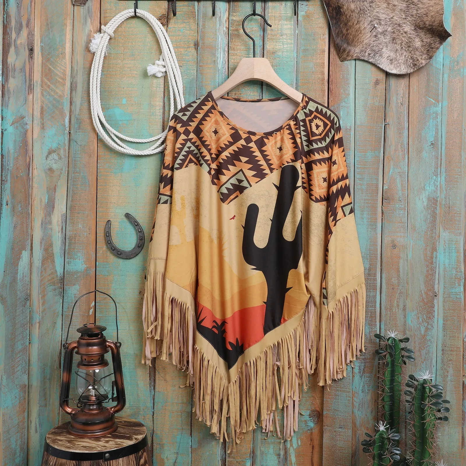 Montana West Aztec Cactus Collection Poncho