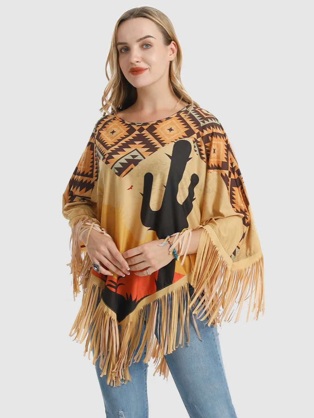 Montana West Aztec Cactus Collection Poncho