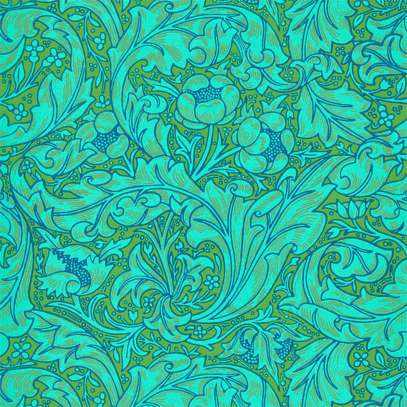 Morris & Co Bachelors Button Olive/Turquoise Wallpaper