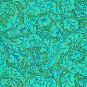 Morris & Co Bachelors Button Olive/Turquoise Wallpaper