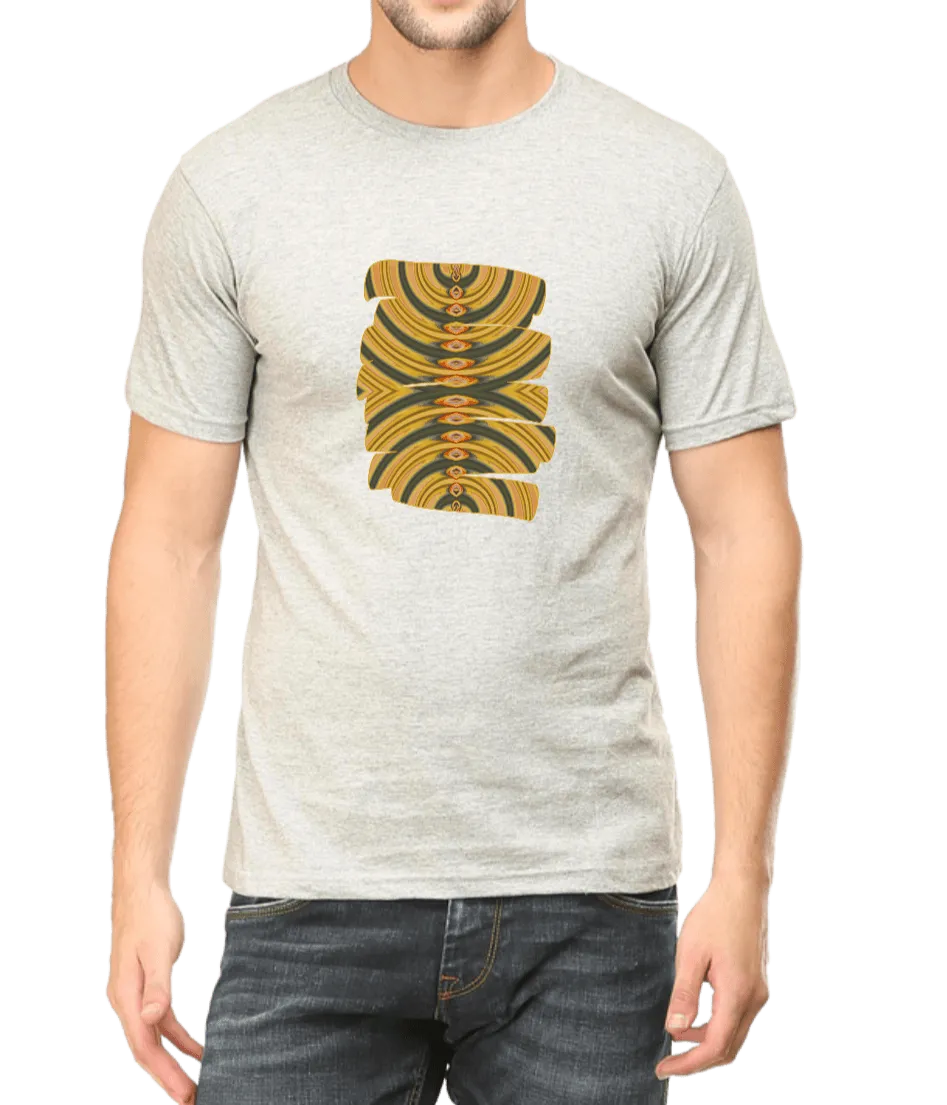 Mustard & Grey Arch Geometric Design Men's T Shirt D07