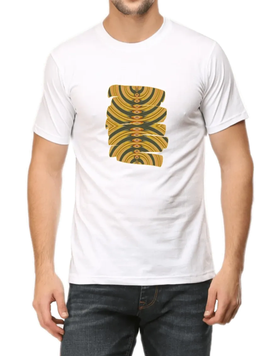 Mustard & Grey Arch Geometric Design Men's T Shirt D07