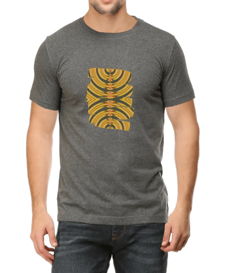 Mustard & Grey Arch Geometric Design Men's T Shirt D07