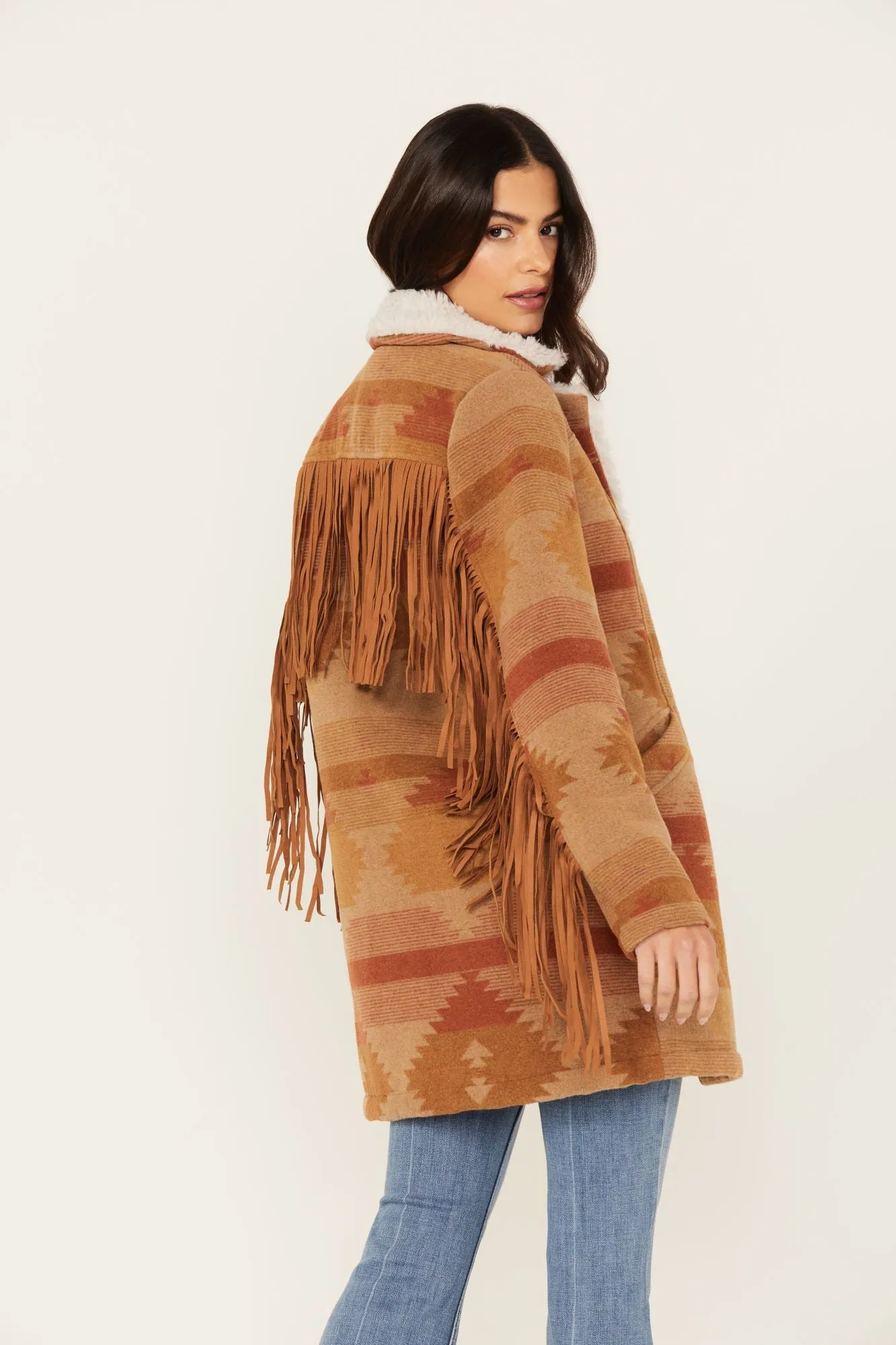 Nettie Sherpa Collar Tonal Blanket Coat