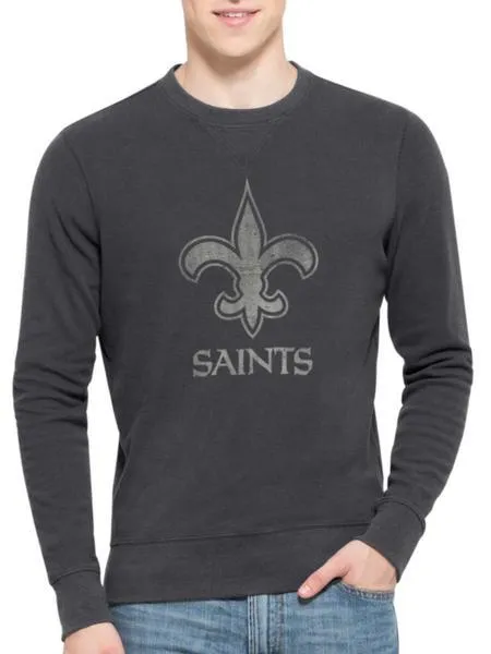 New Orleans Saints 47 Brand Gray End-Grain Crew Thermal Long Sleeve T-Shirt