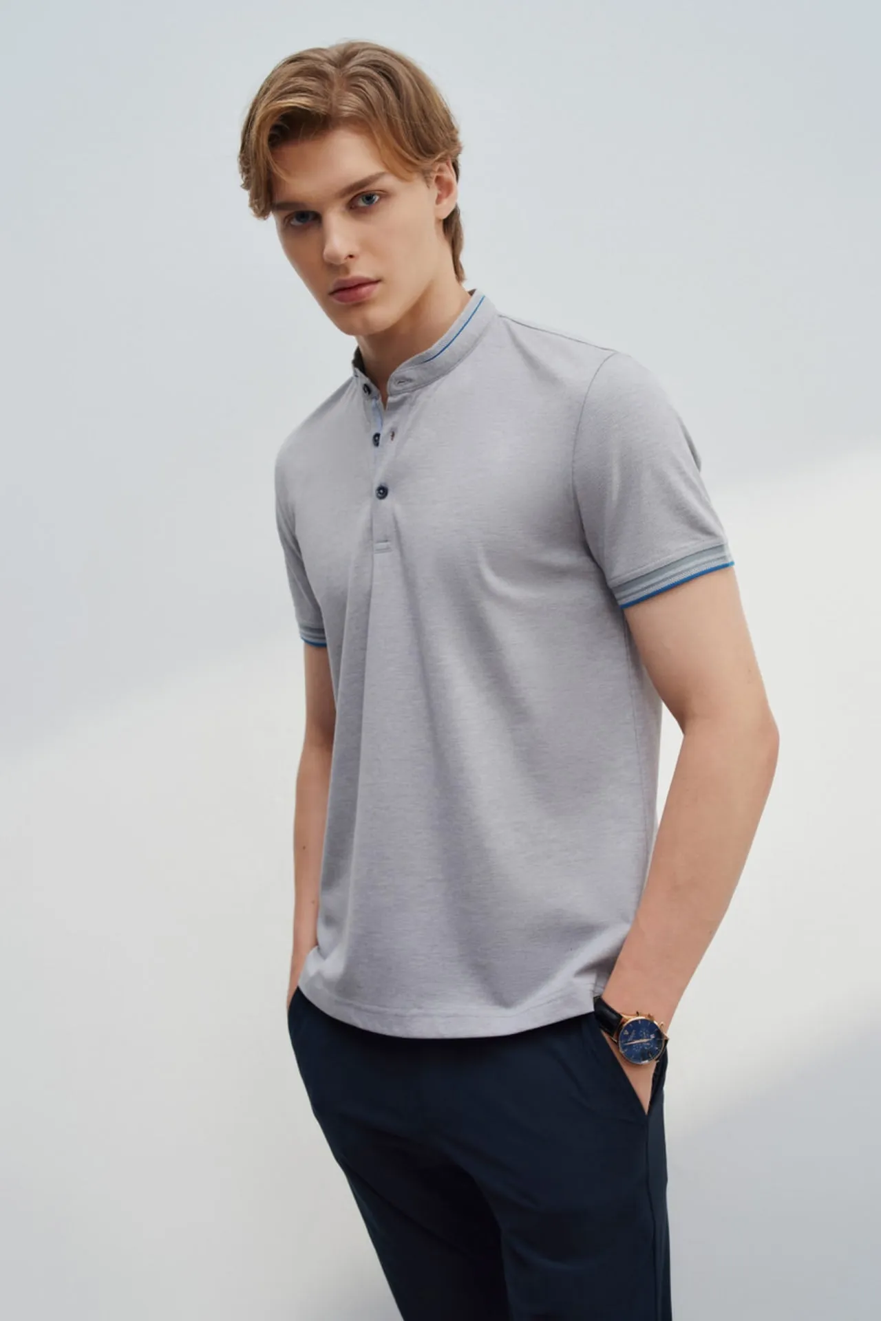 Non-Iron Cotton Smart Fit Short Sleeve Stand Collar Polo Tee