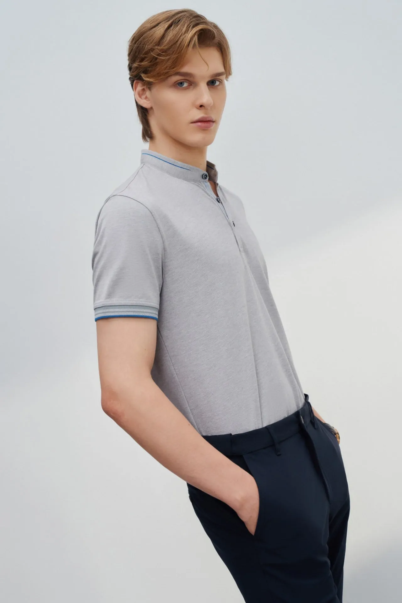 Non-Iron Cotton Smart Fit Short Sleeve Stand Collar Polo Tee