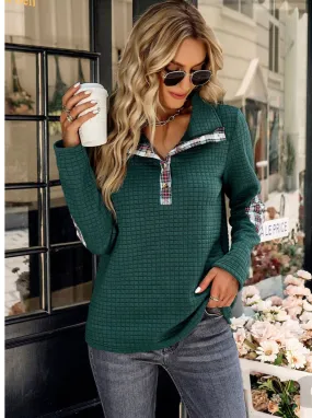 Out and About Green Quilted Pullover