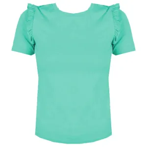 Patrizia Pepe Ruffled Shoulder Crew-neck Chic Top