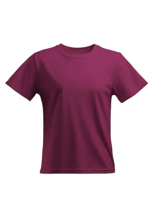 Perfect TShirt Co Women's Short Sleeve Crew Neck Berry Red Relax Fit T-Shirt