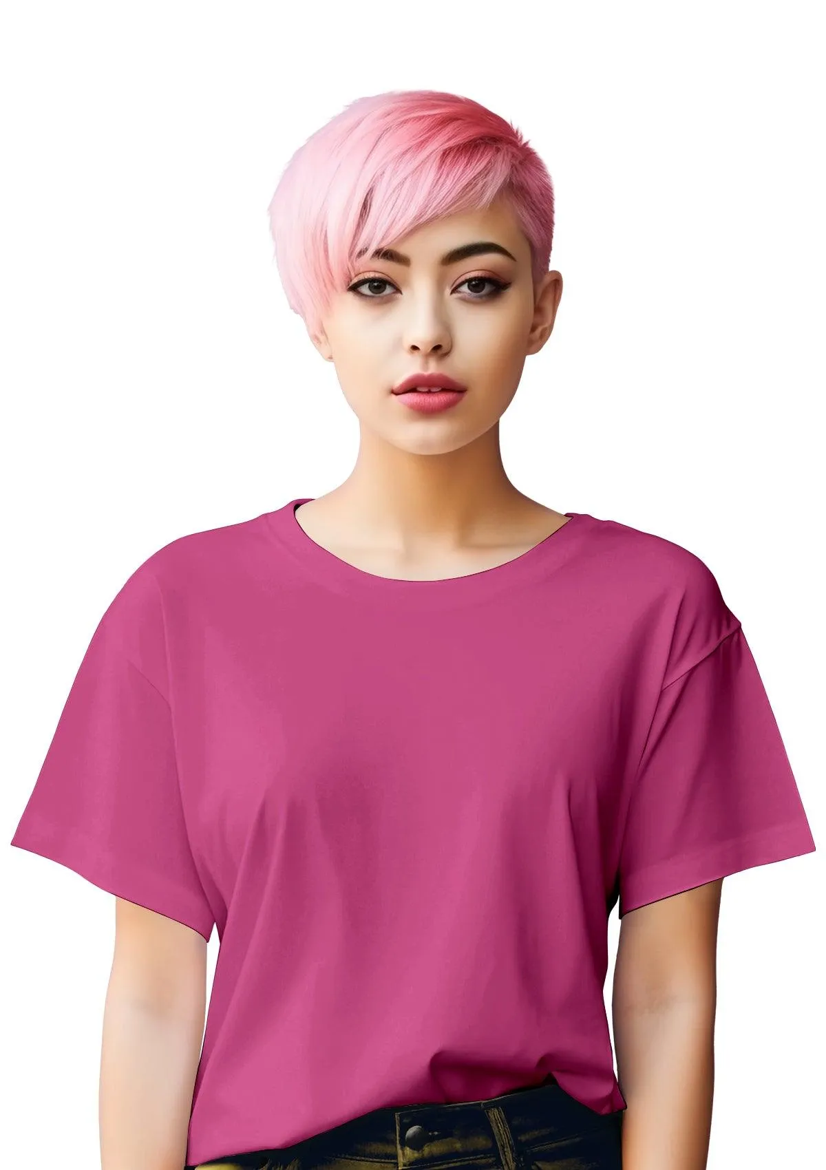 Perfect TShirt Co Women's Short Sleeve Crew Neck Charity Pink Relax Fit T-Shirt