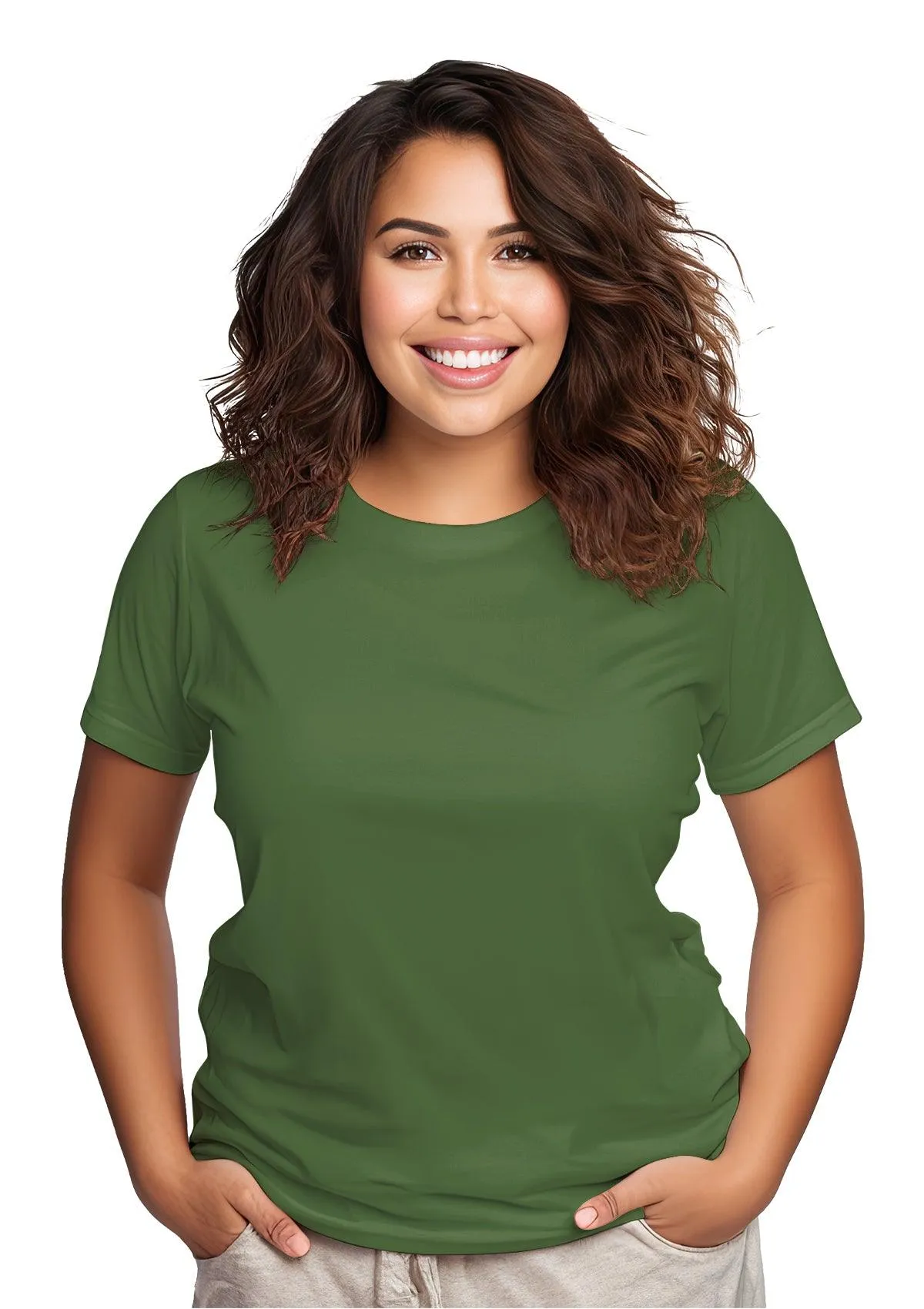 Perfect TShirt Co Women's Short Sleeve Crew Neck Leaf Green Relax Fit T-Shirt