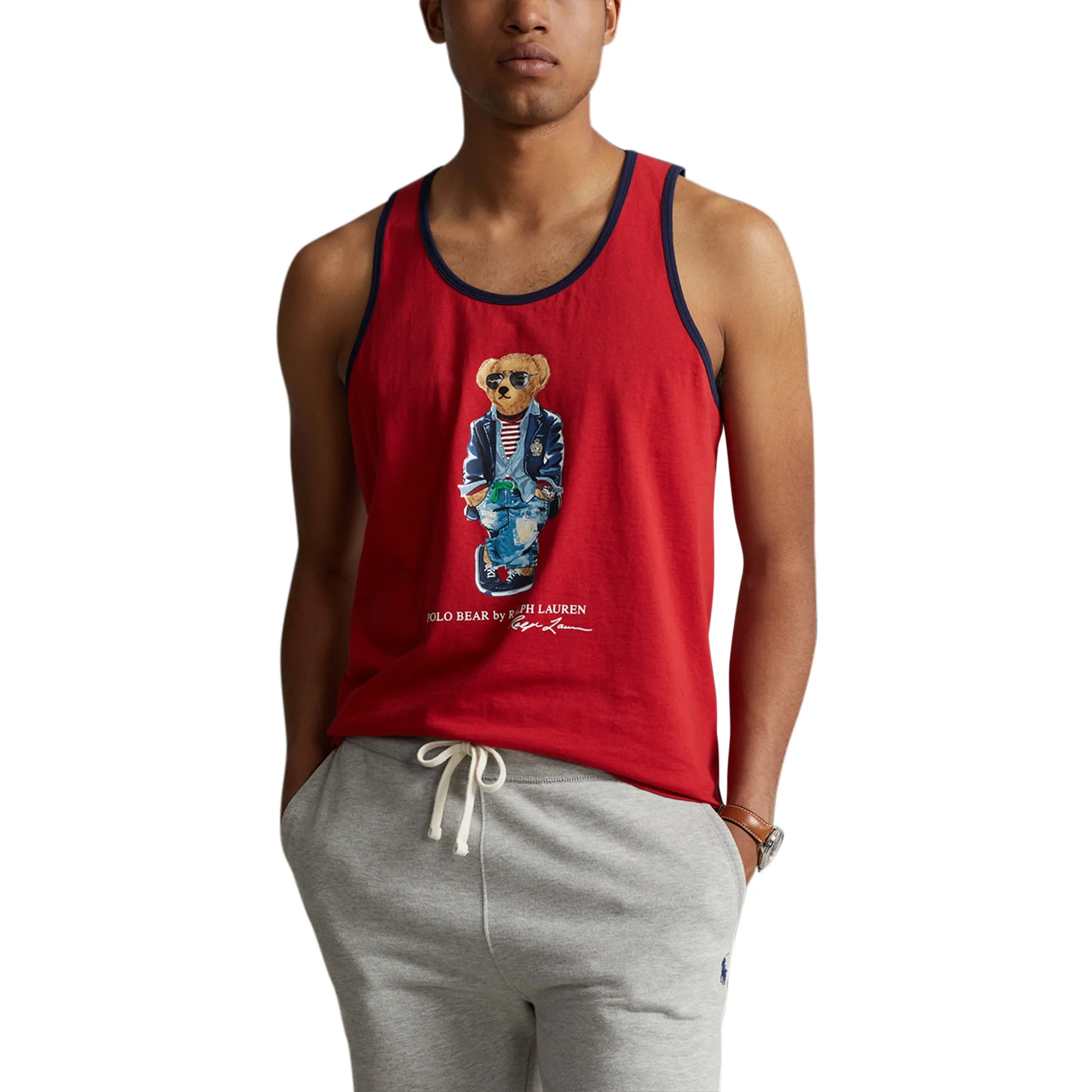 Polo Ralph Lauren Men's Red Sleeveless Knit Regatta Bear Jersey Tank Top 710871332004