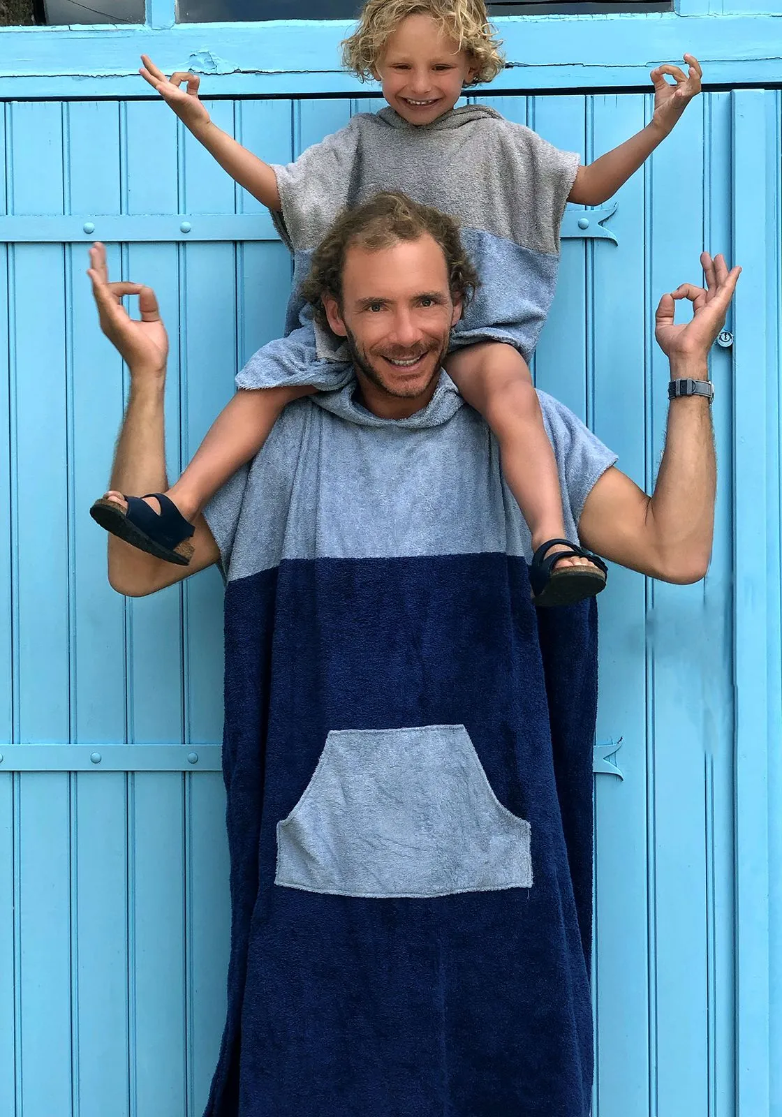 PONCHO NOA HOMME Bleu ciel-Bleu marine