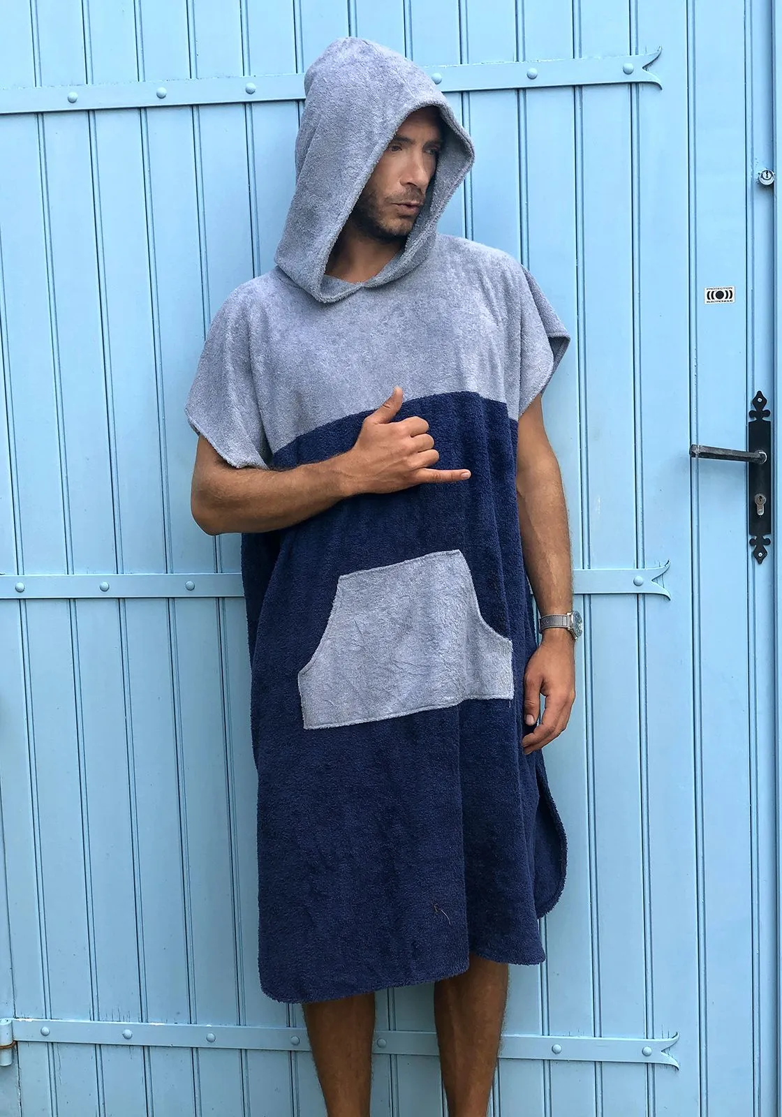 PONCHO NOA HOMME Bleu ciel-Bleu marine