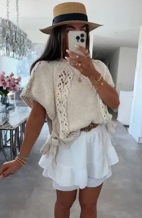 Poncho Side Tie Up Knitted Top