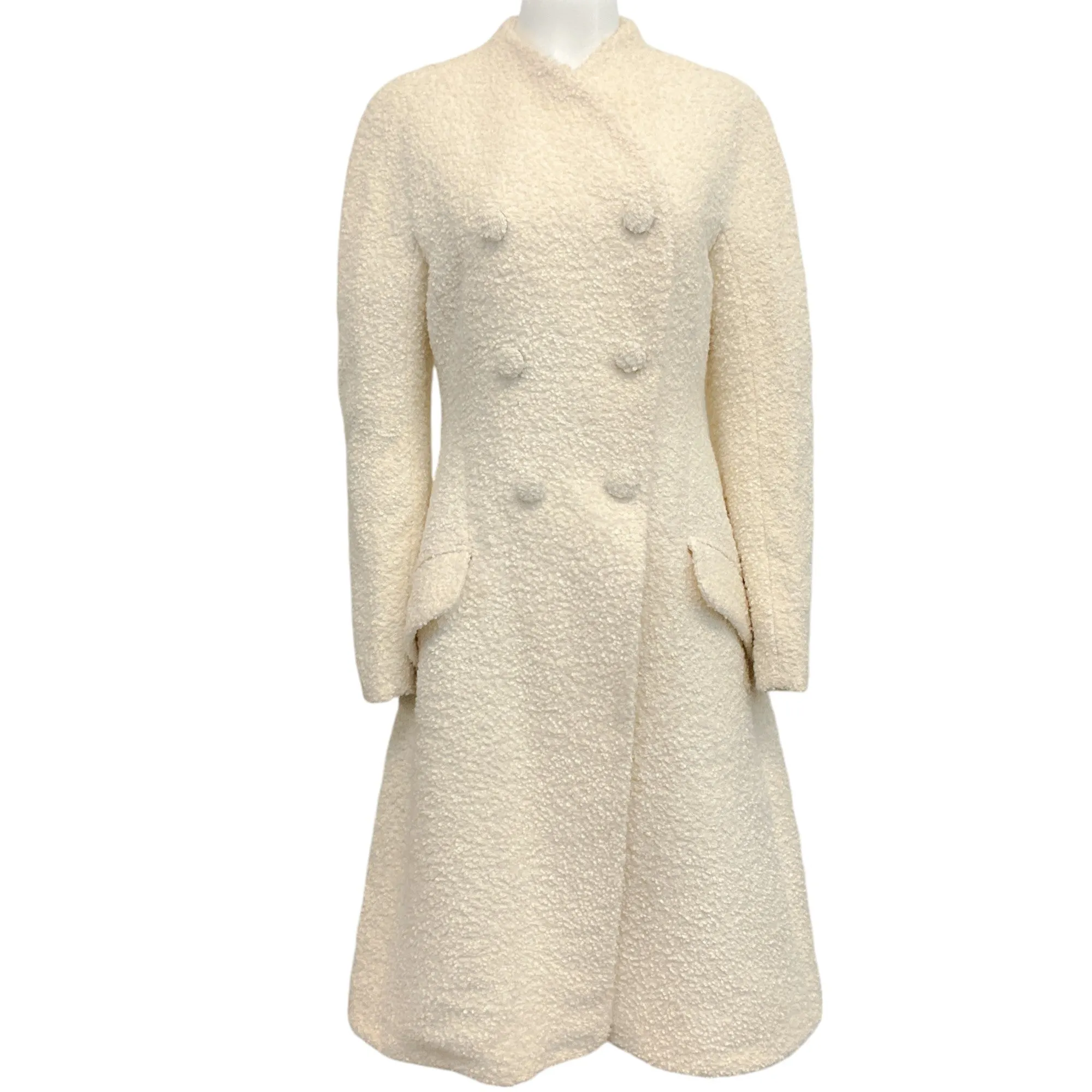 Proenza Schouler Ivory Wool Boucle Double Breasted Coat