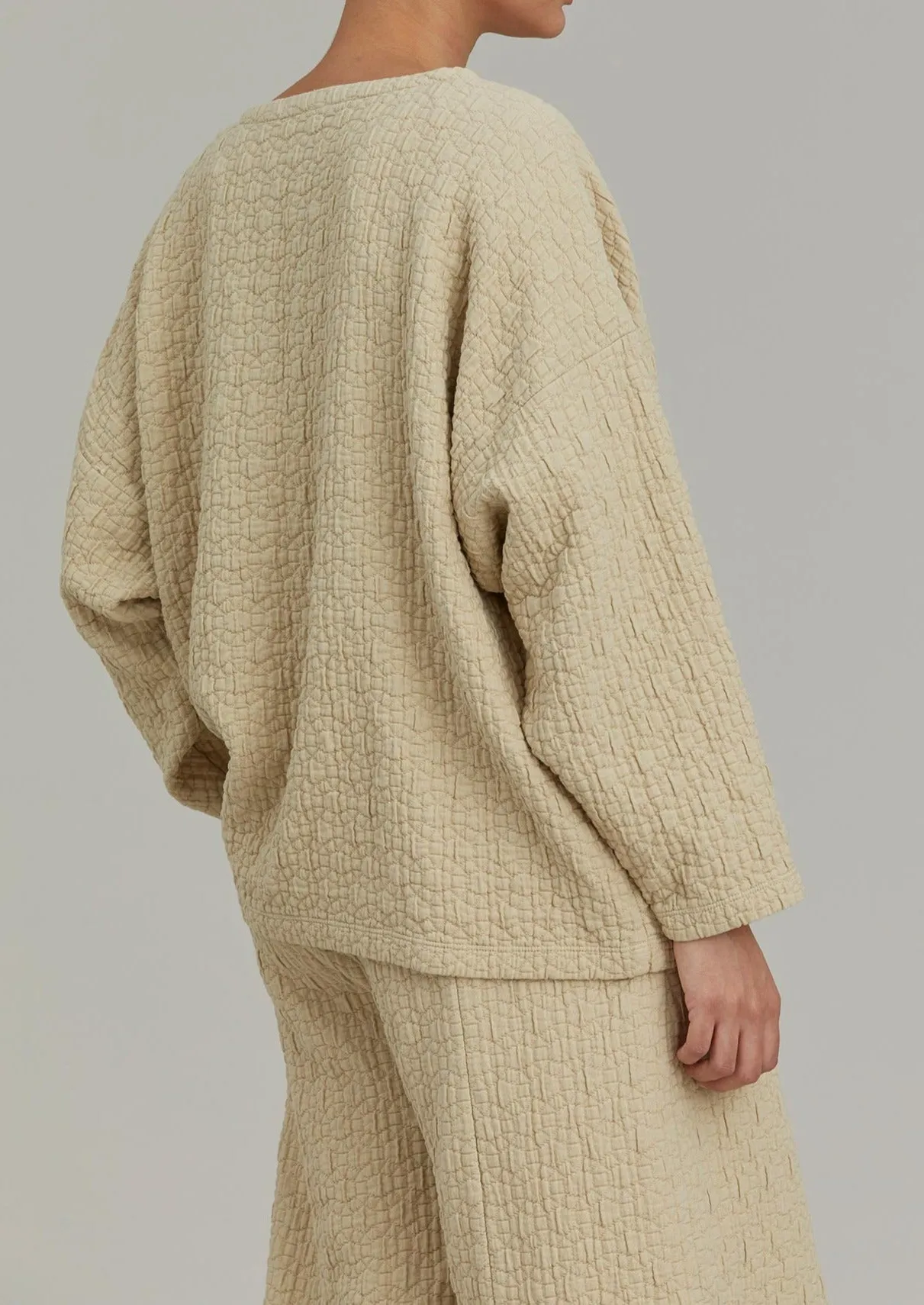 Quilted Boyfriend Pullover, Natural