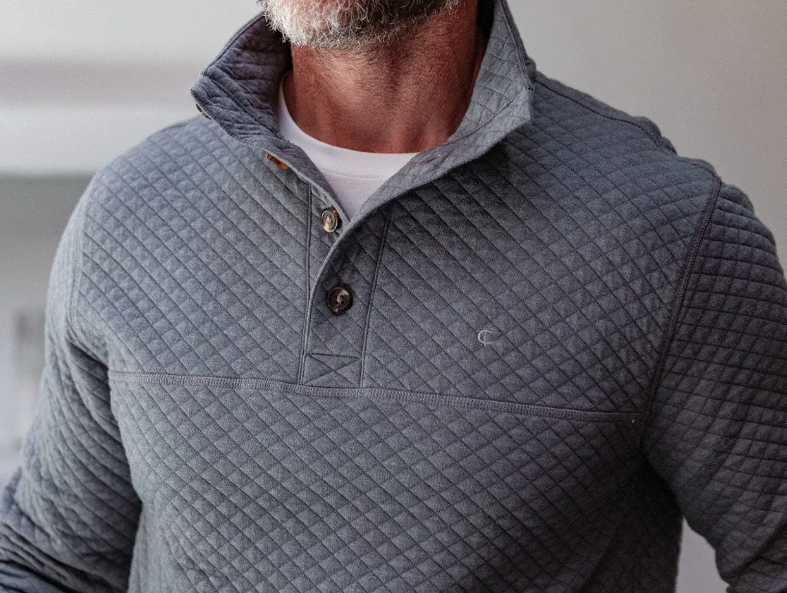 Quilted Pullover - Dark Heather Gray