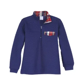 Quilted Pullover -- Navy w/ Camden Plaid