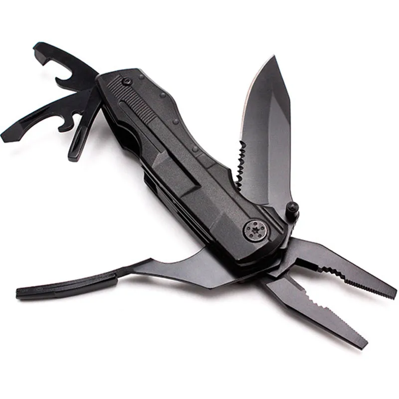 QUK Pliers Multitool Folding Pocket EDC Camping Outdoor Survival hunting Screwdriver Kit Bits Knife Bottle Opener Hand Tools