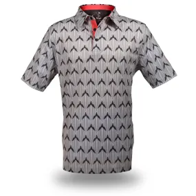 "Shark Skin" Steel Gray - OGA Men's Polo - Steel Gray / Coral Pop