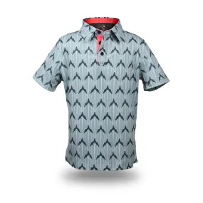 "Shark Skin" Steel Gray - OGA Youth Polo - Steel Gray / Coral Pop