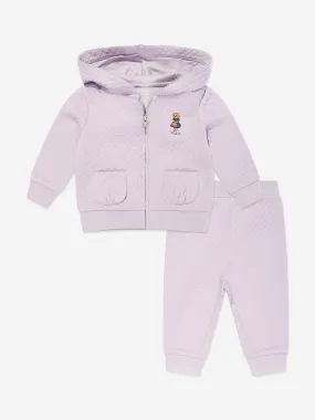 Ralph Lauren Baby Girls Quilted Tracksuit in Purple