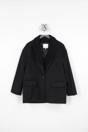 RECYCLED WOOL CASHMERE DBL COLLAR LIAM COAT JACKET