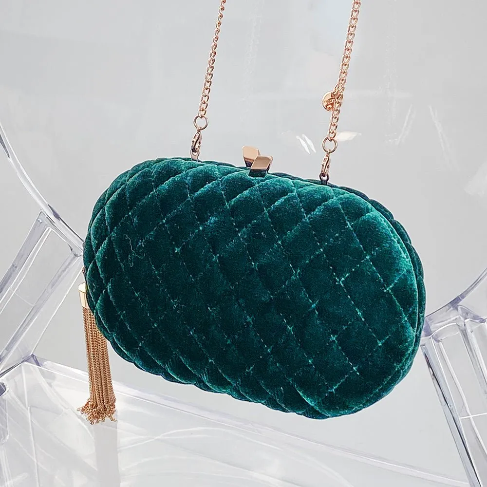 RIKKI Quilted Velvet Clutch