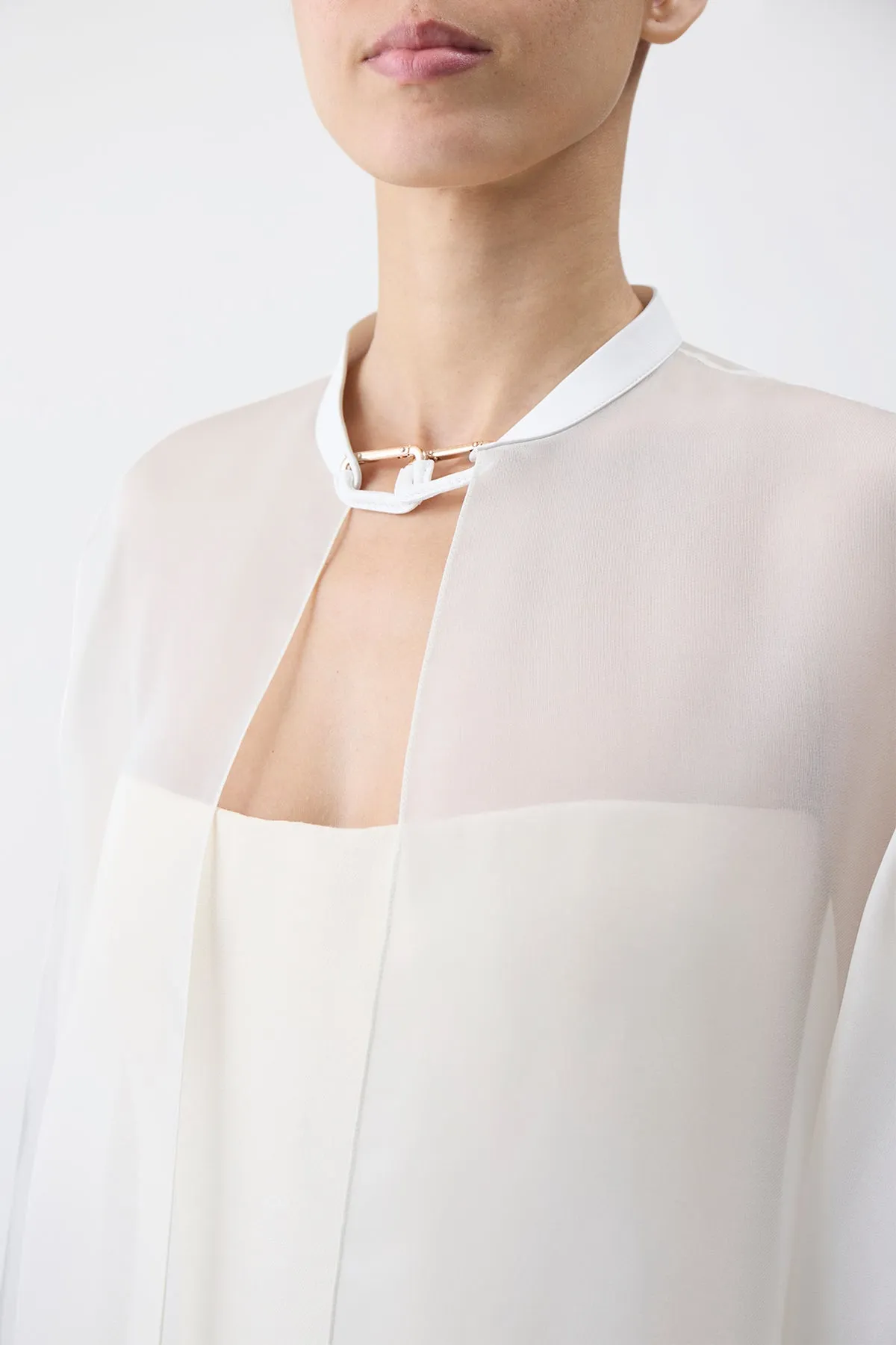 Rowena Sheer Cape in Ivory Silk Organza