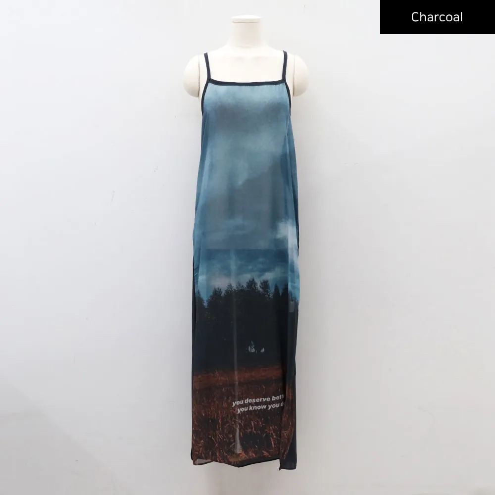 Sheer Printed Sleeveless Maxi Dress CM30