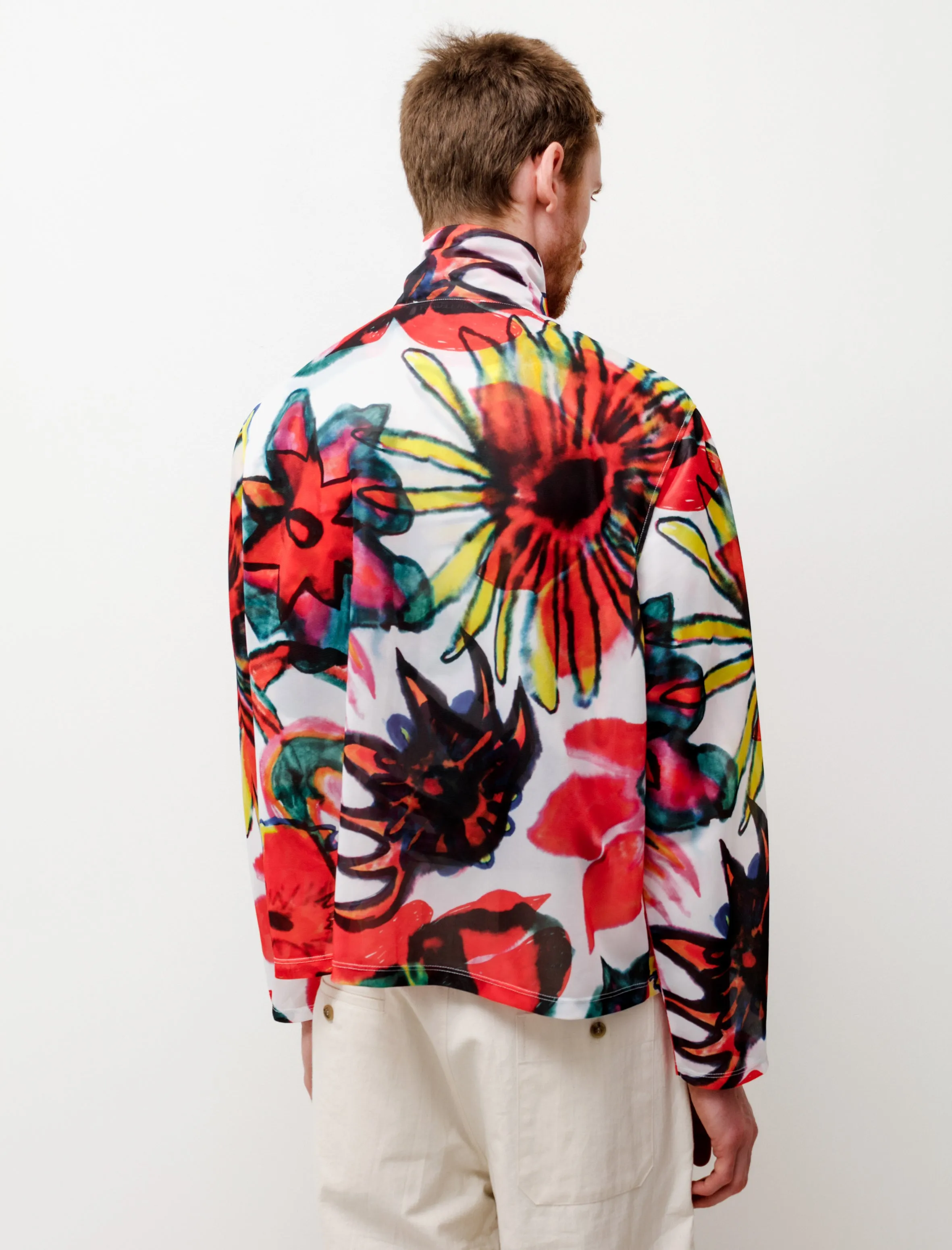 Shrunken Fullzip Polo  Melting Flowers Print