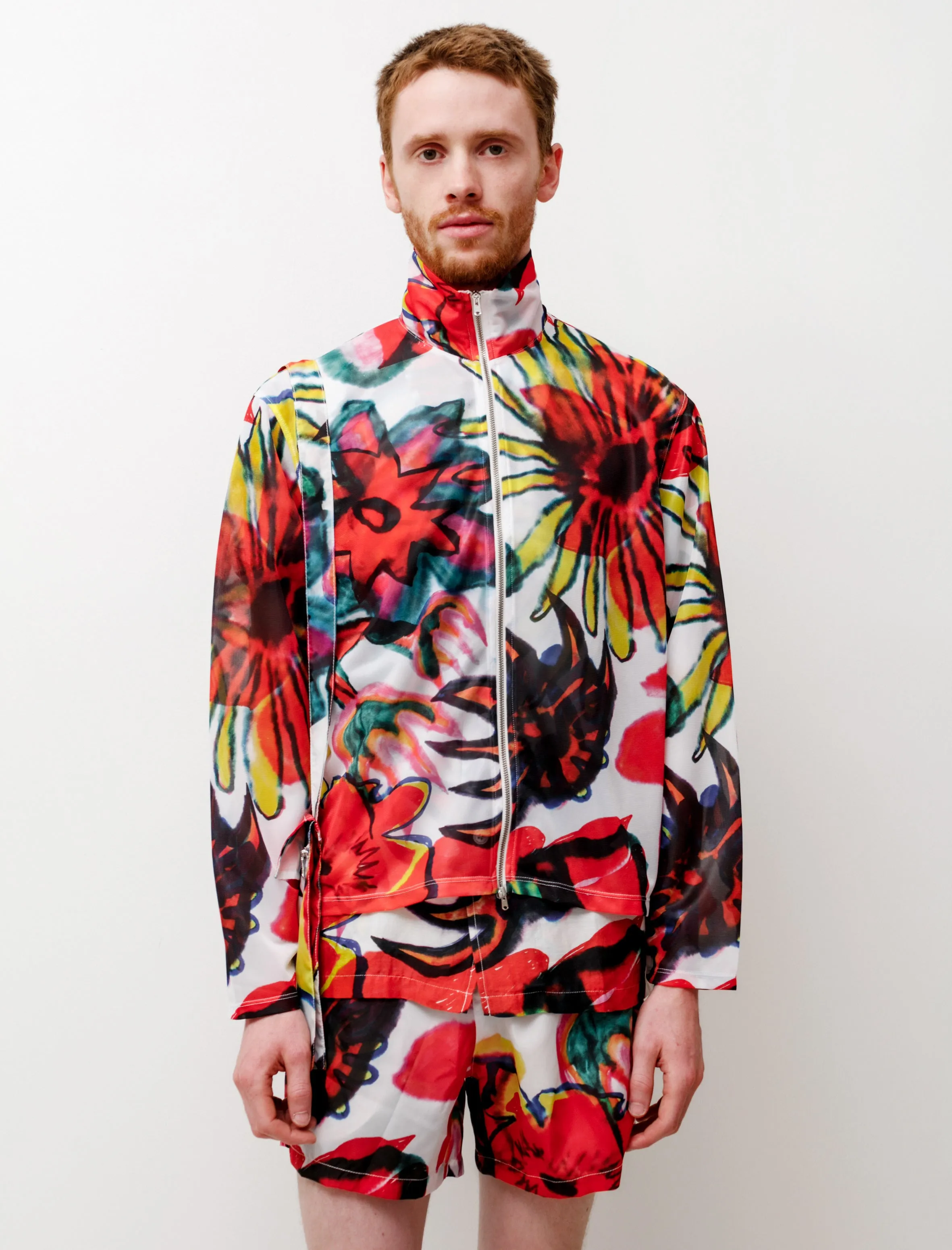 Shrunken Fullzip Polo  Melting Flowers Print