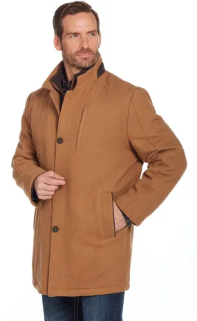 SIDRAN MENS WOOL MELTON ZIP & BUTTON FRONT COAT W/ FAUX LEATHER TRIM STYLE CR43366-F23-26